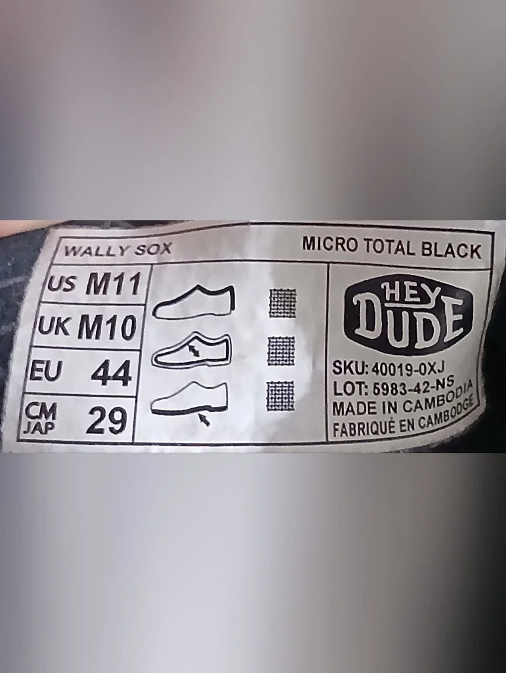 Hey Dude Wally Sox In Micro Total Black Mens Size 11 M